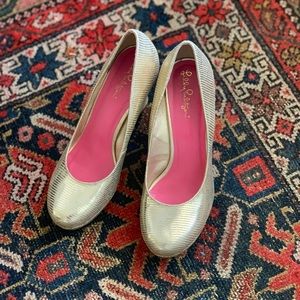 Lilly Pulitzer gold wedges *worn once*